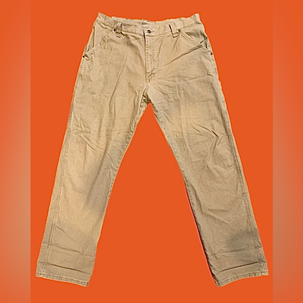Wrangler Pants Men’s 38x34 Beige Work Relaxed Fit Straight Leg - Picture 3 of 6